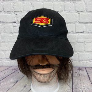 Baseball Hat Cap Strap Back Black SG Embroidered Logo Cotton Adjustable FERSTEN